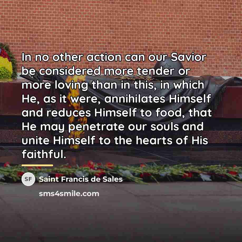 “In no other action can our Savior be considered more…” quote by Saint Francis de Sales