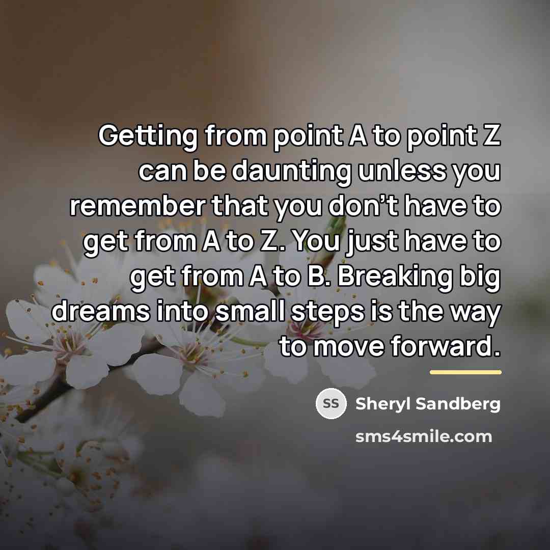 “Getting from point A to point Z can be daunting…” quote by Sheryl Sandberg