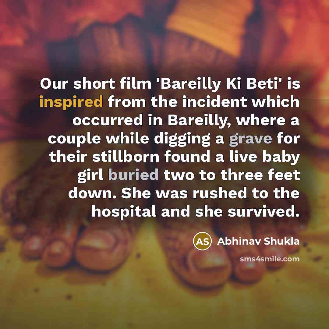 “Our short film 'Bareilly Ki Beti' is inspired from the…” quote by Abhinav Shukla