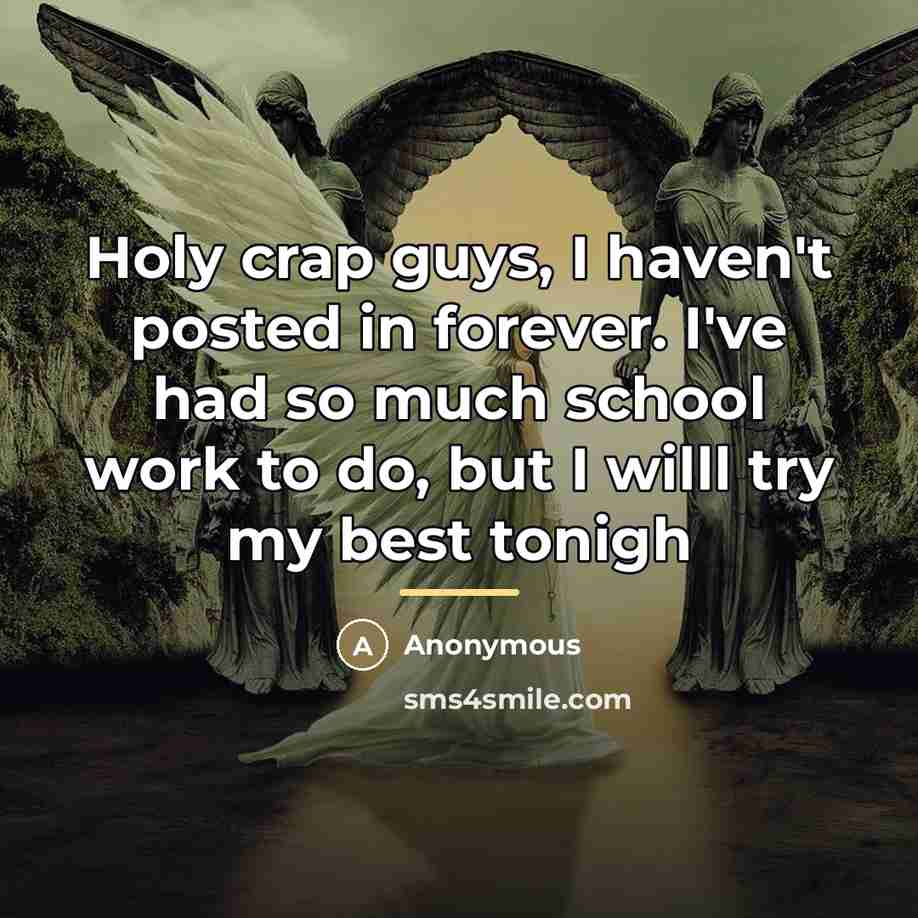 “Holy crap guys, I haven't posted in forever. I've had…” quote by Anonymous