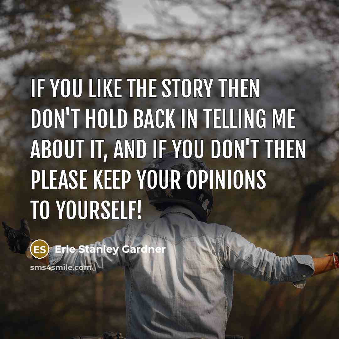 “If you like the story then don't hold back in…” quote by Erle Stanley Gardner