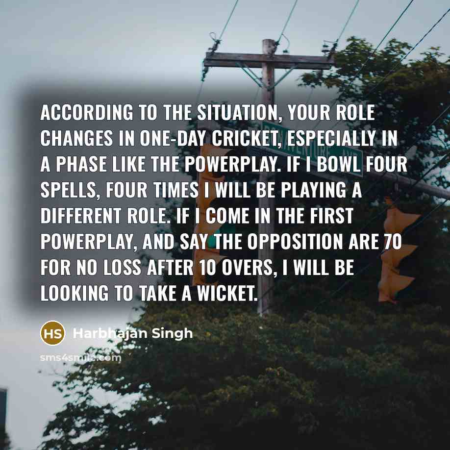 “According to the situation, your role changes in one-day cricket,…” quote by Harbhajan Singh