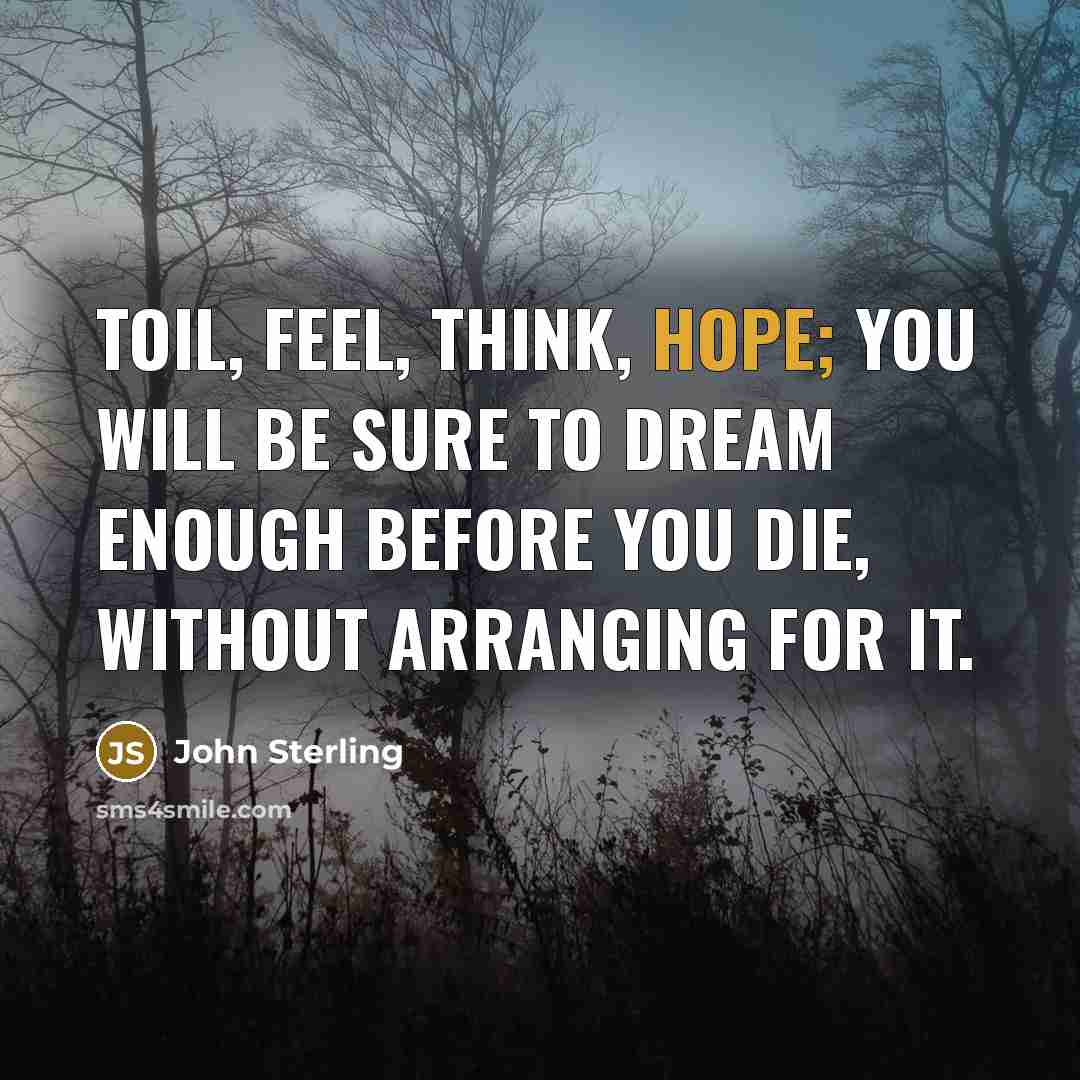 “Toil, feel, think, hope; you will be sure to dream…” quote by John Sterling