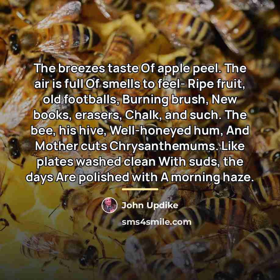 “The breezes taste Of apple peel. The air is full…” quote by John Updike