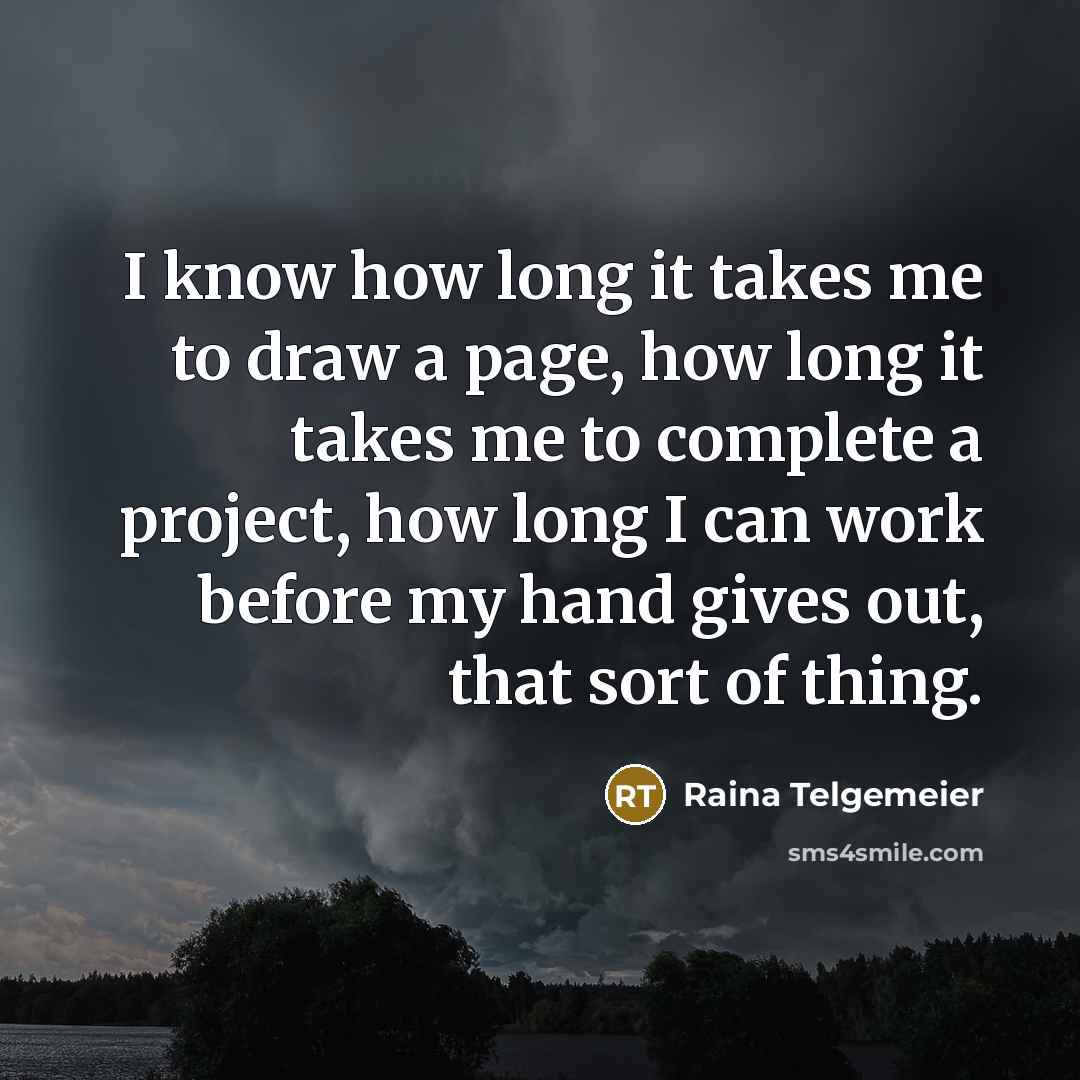 “I know how long it takes me to draw a…” quote by Raina Telgemeier