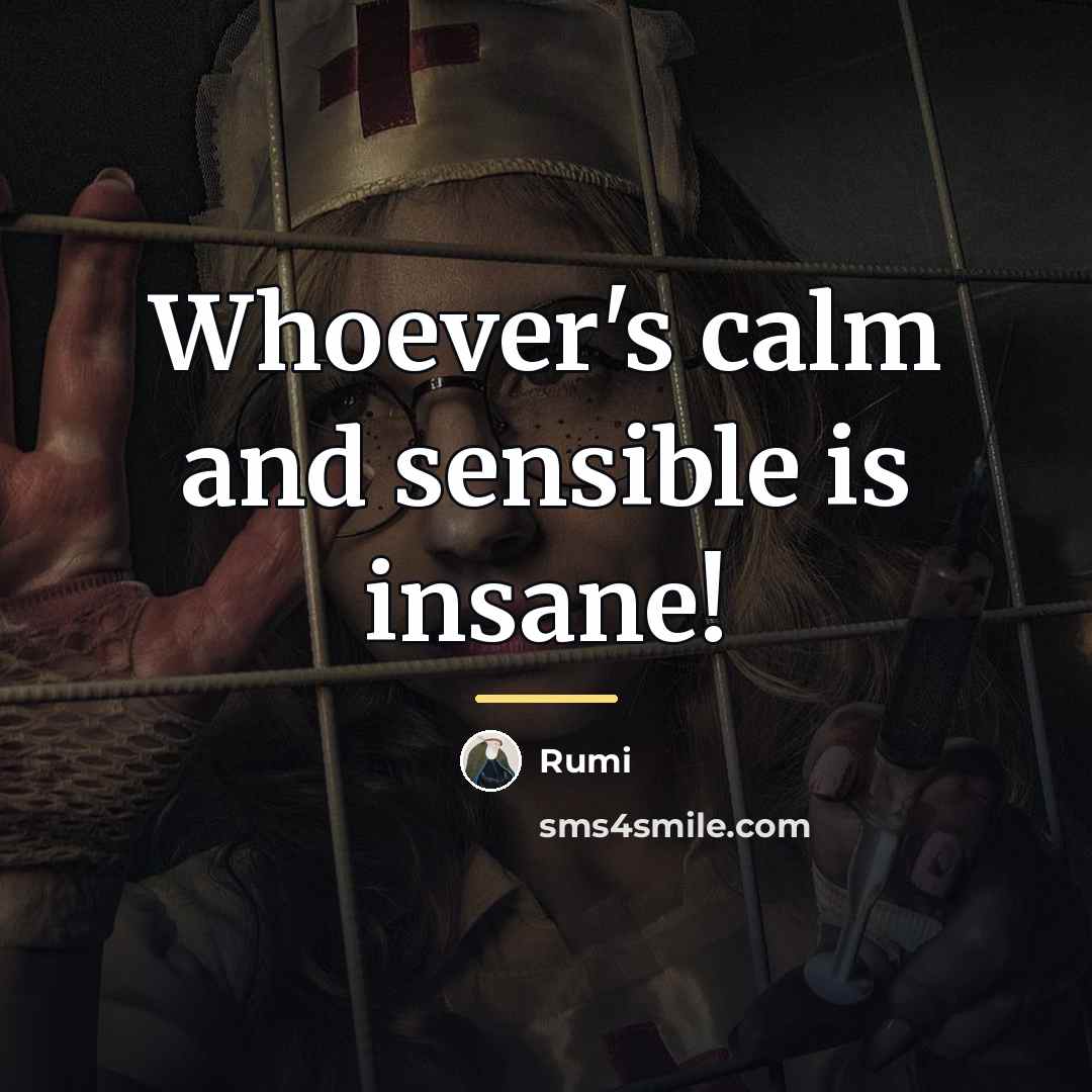 “Whoever's calm and sensible is insane!…” quote by Rumi