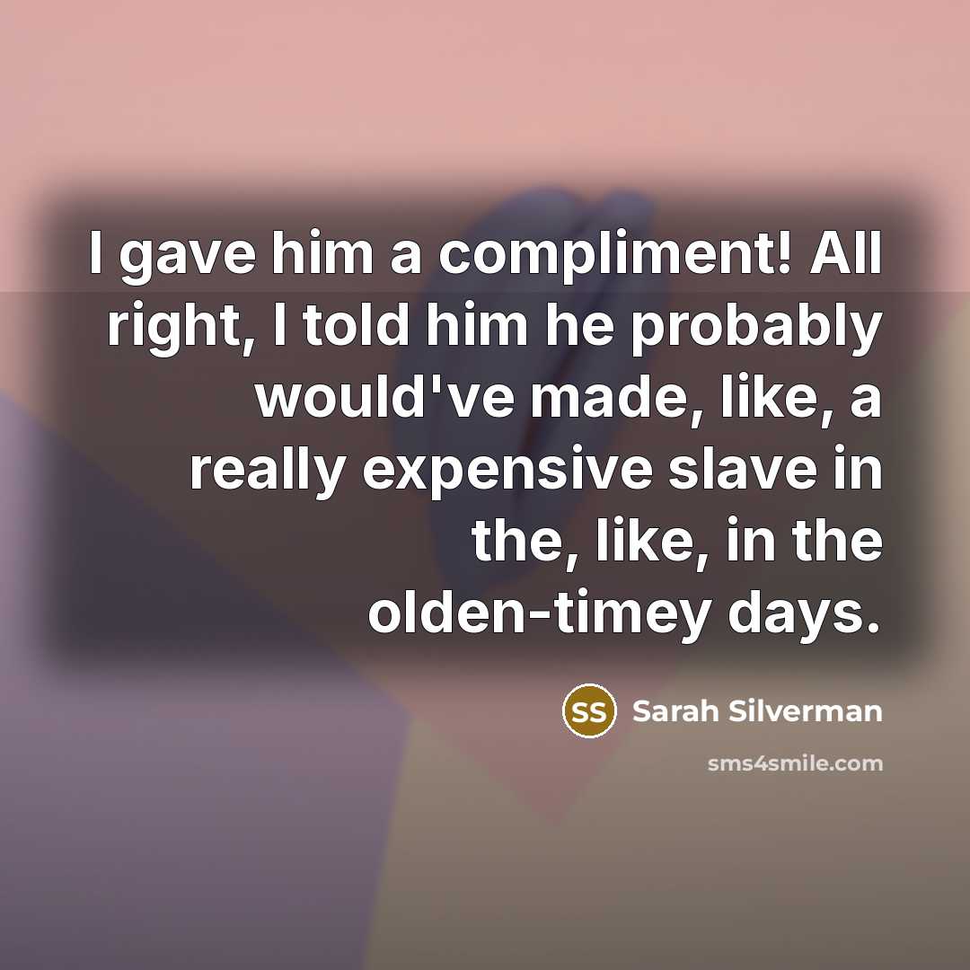 “I gave him a compliment! All right, I told him…” quote by Sarah Silverman