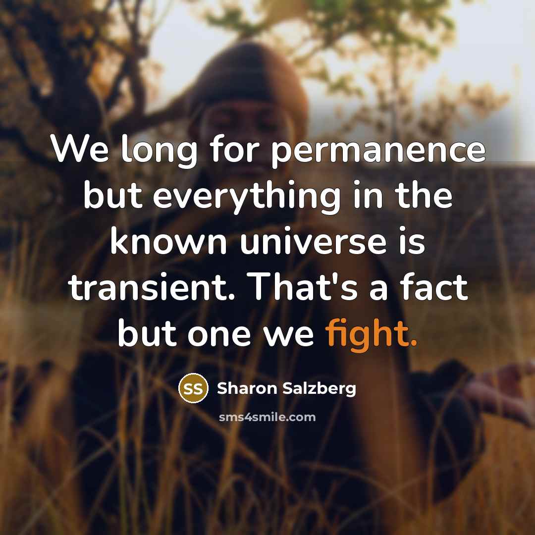 “We long for permanence but everything in the known universe…” quote by Sharon Salzberg