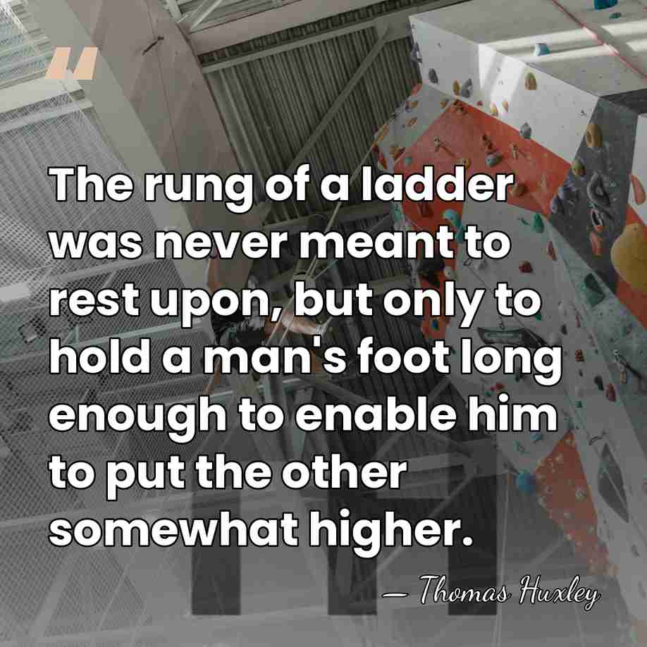 The rung of a ladder was never meant to rest upon, but&hellip; - Thomas Huxley
