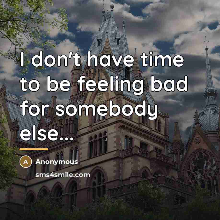 “I don't have time to be feeling bad for somebody…” quote by Anonymous