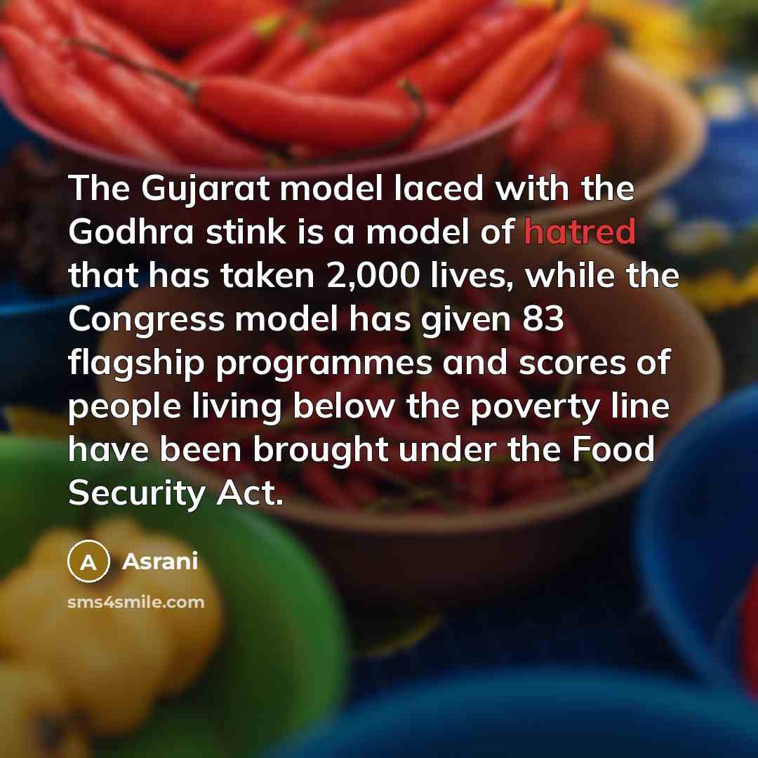 “The Gujarat model laced with the Godhra stink is a…” quote by Asrani