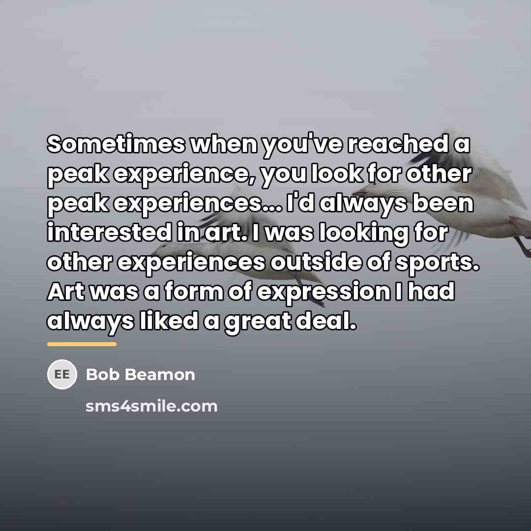 “Sometimes when you've reached a peak experience, you look for…” quote by Bob Beamon