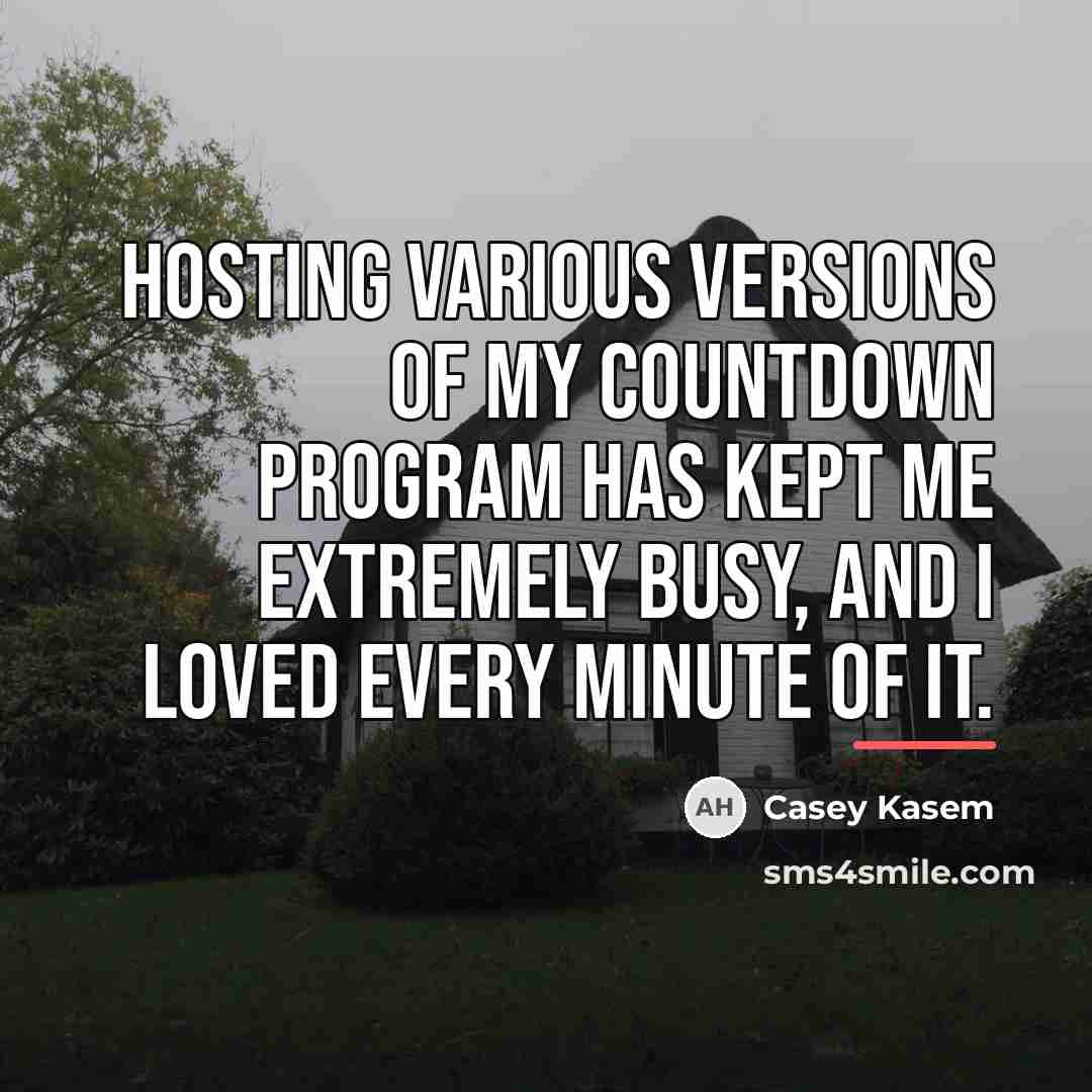 “Hosting various versions of my countdown program has kept me…” quote by Casey Kasem