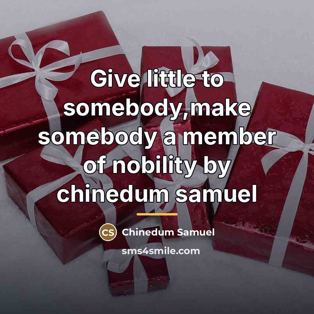 “Give little to somebody,make somebody a member of nobility by…” quote by Chinedum Samuel