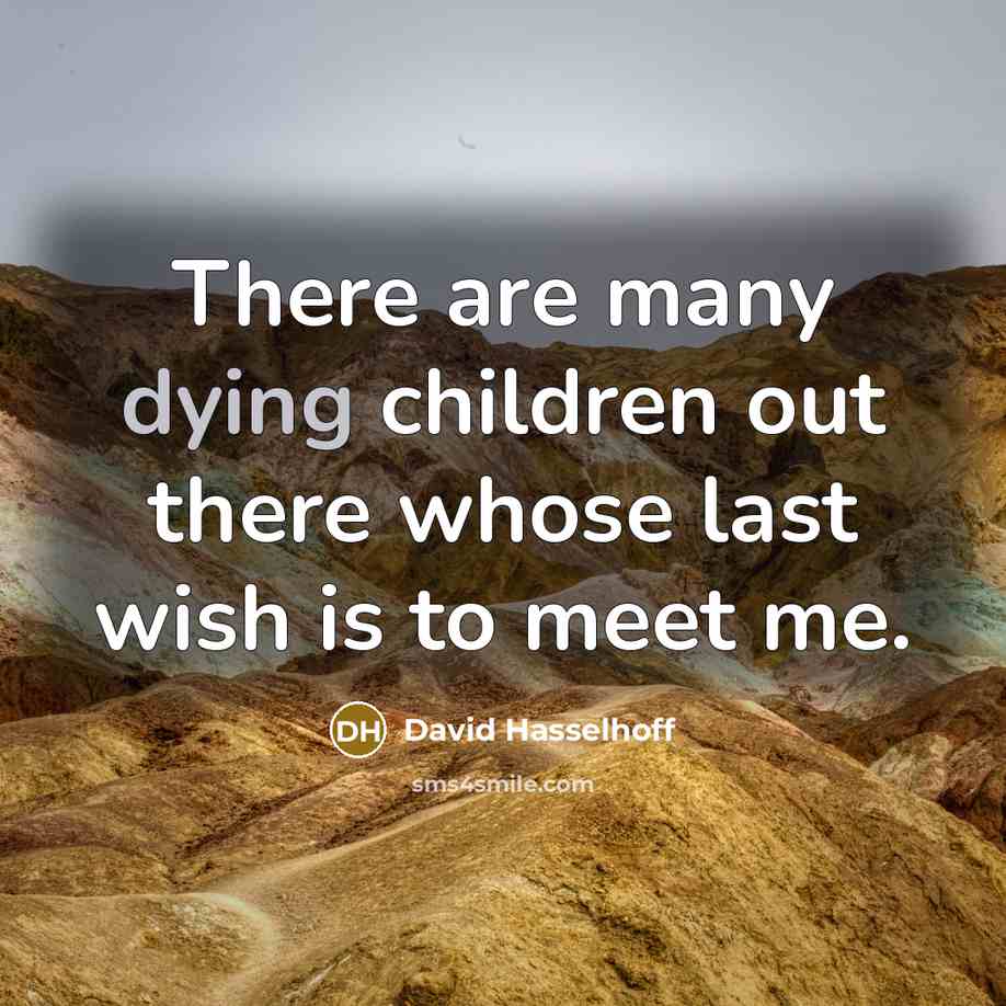 “There are many dying children out there whose last wish…” quote by David Hasselhoff