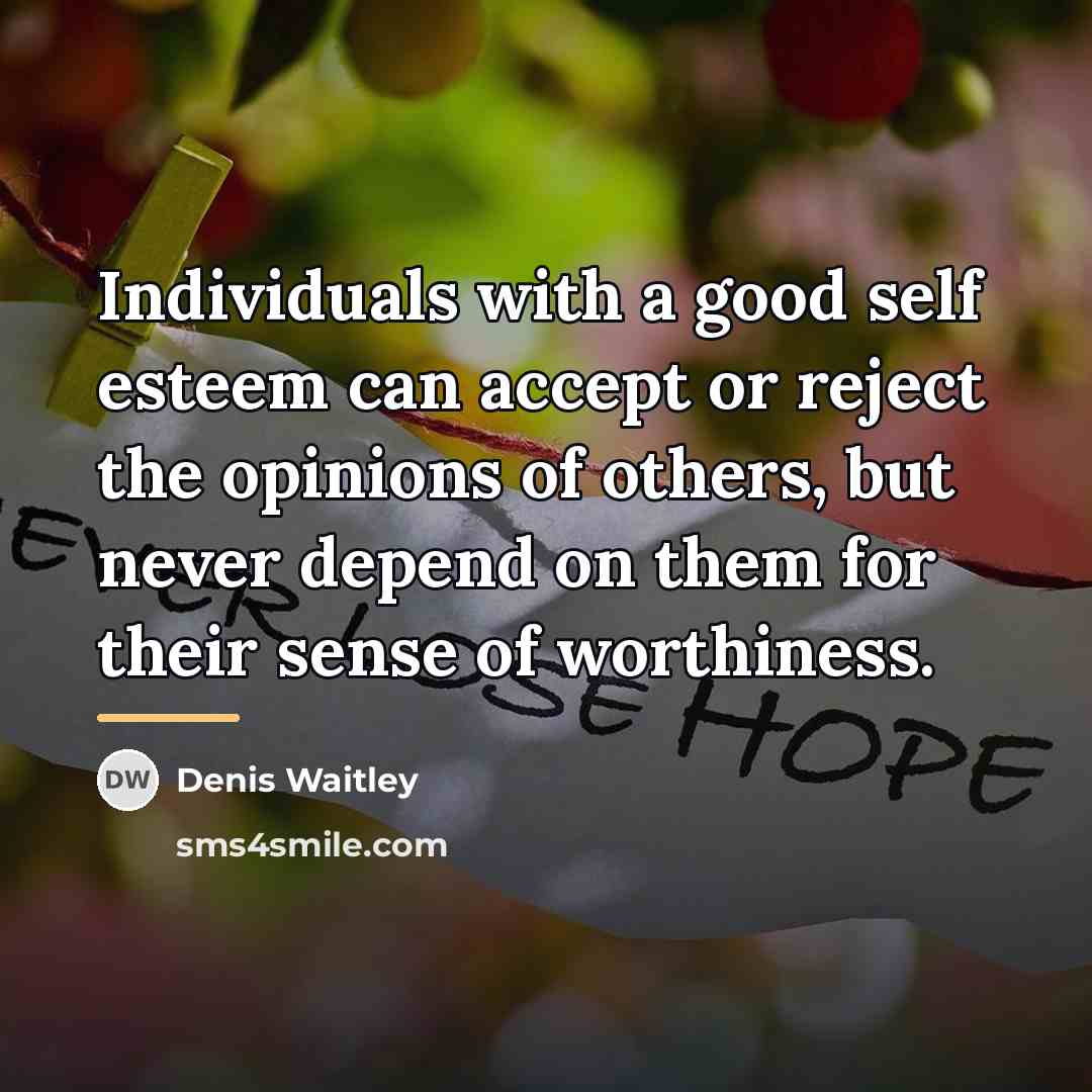 “Individuals with a good self esteem can accept or reject…” quote by Denis Waitley