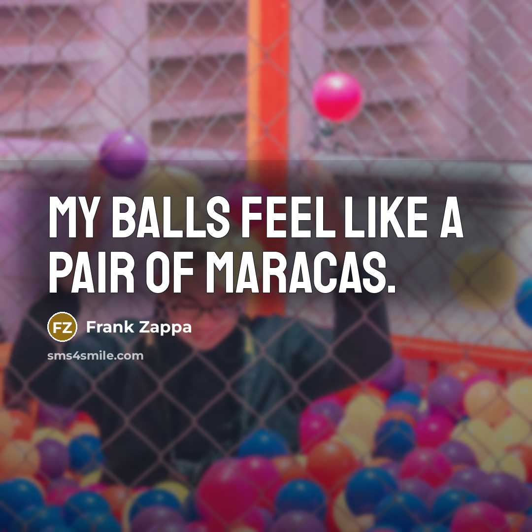 “My balls feel like a pair of maracas.…” quote by Frank Zappa