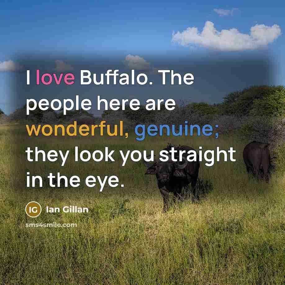 “I love Buffalo. The people here are wonderful, genuine; they look you straight in the eye.” quote by Ian Gillan