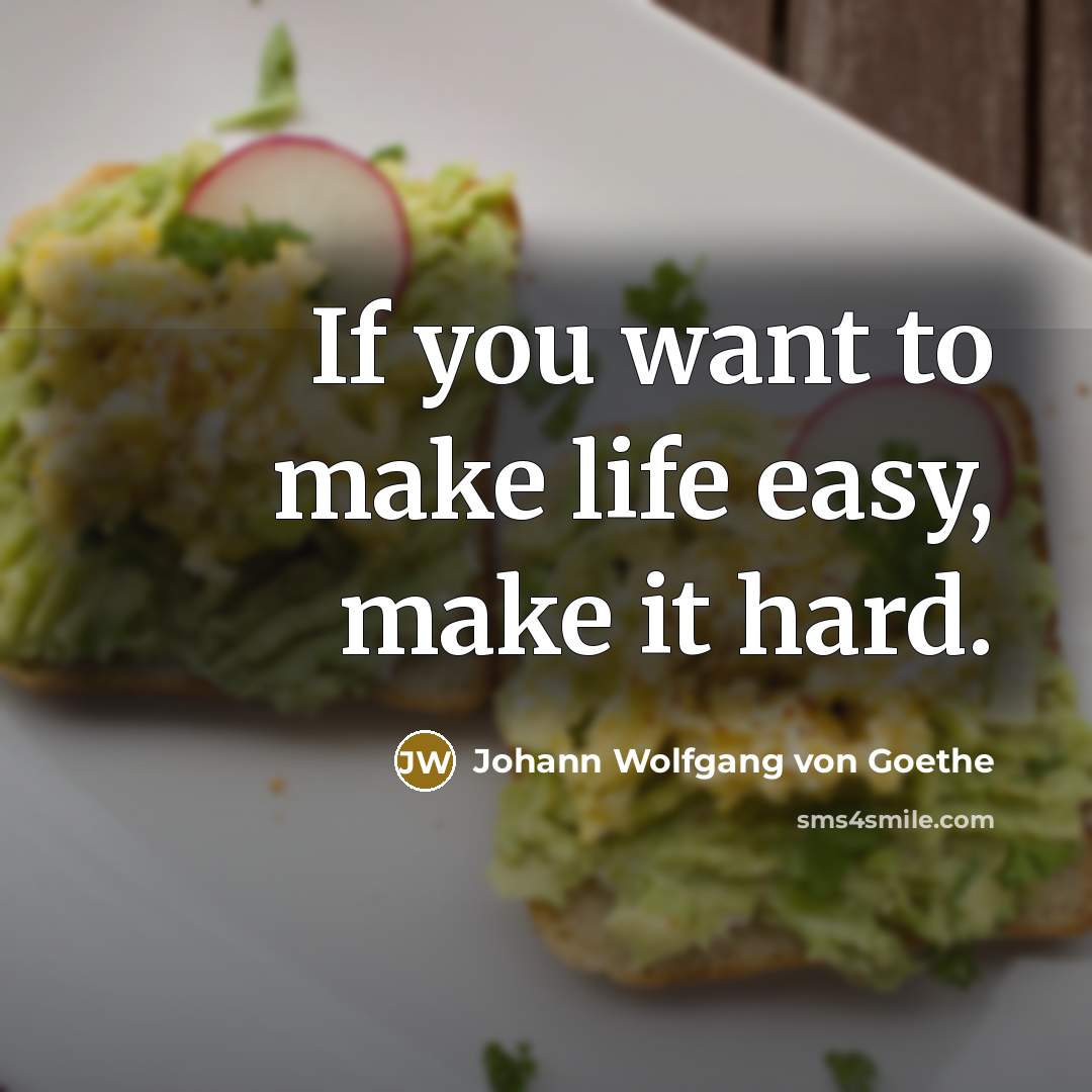 “If you want to make life easy, make it hard.…” quote by Johann Wolfgang von Goethe