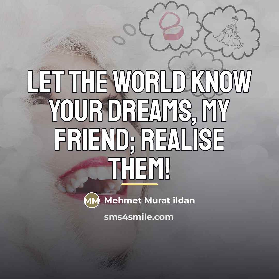 “Let the world know your dreams, my friend; realise them!…” quote by Mehmet Murat Ildan