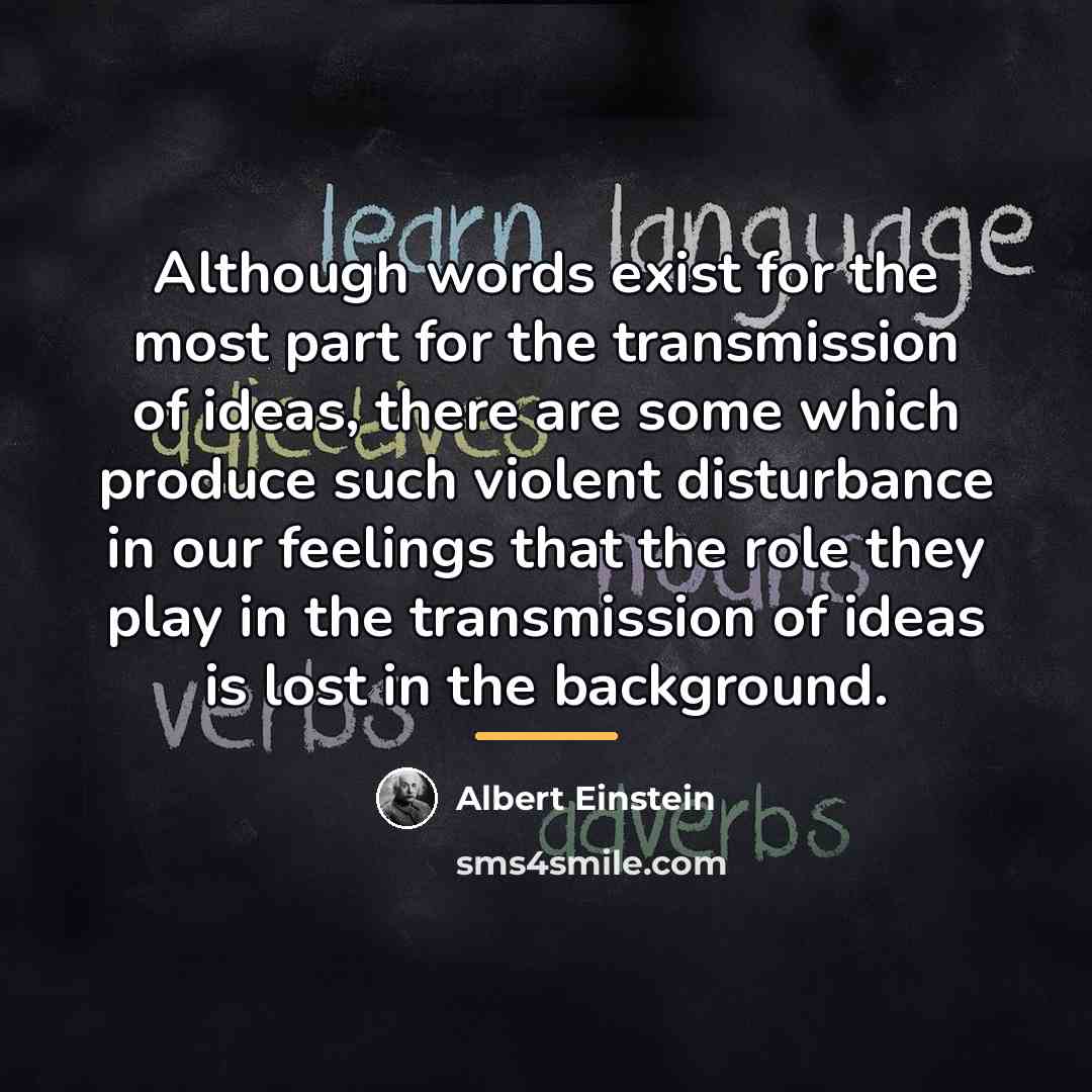 “Although words exist for the most part for the transmission…” quote by Albert Einstein