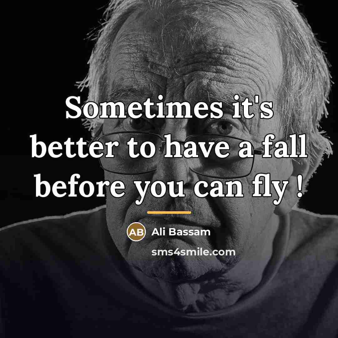 “Sometimes it's better to have a fall before you can…” quote by Ali Bassam