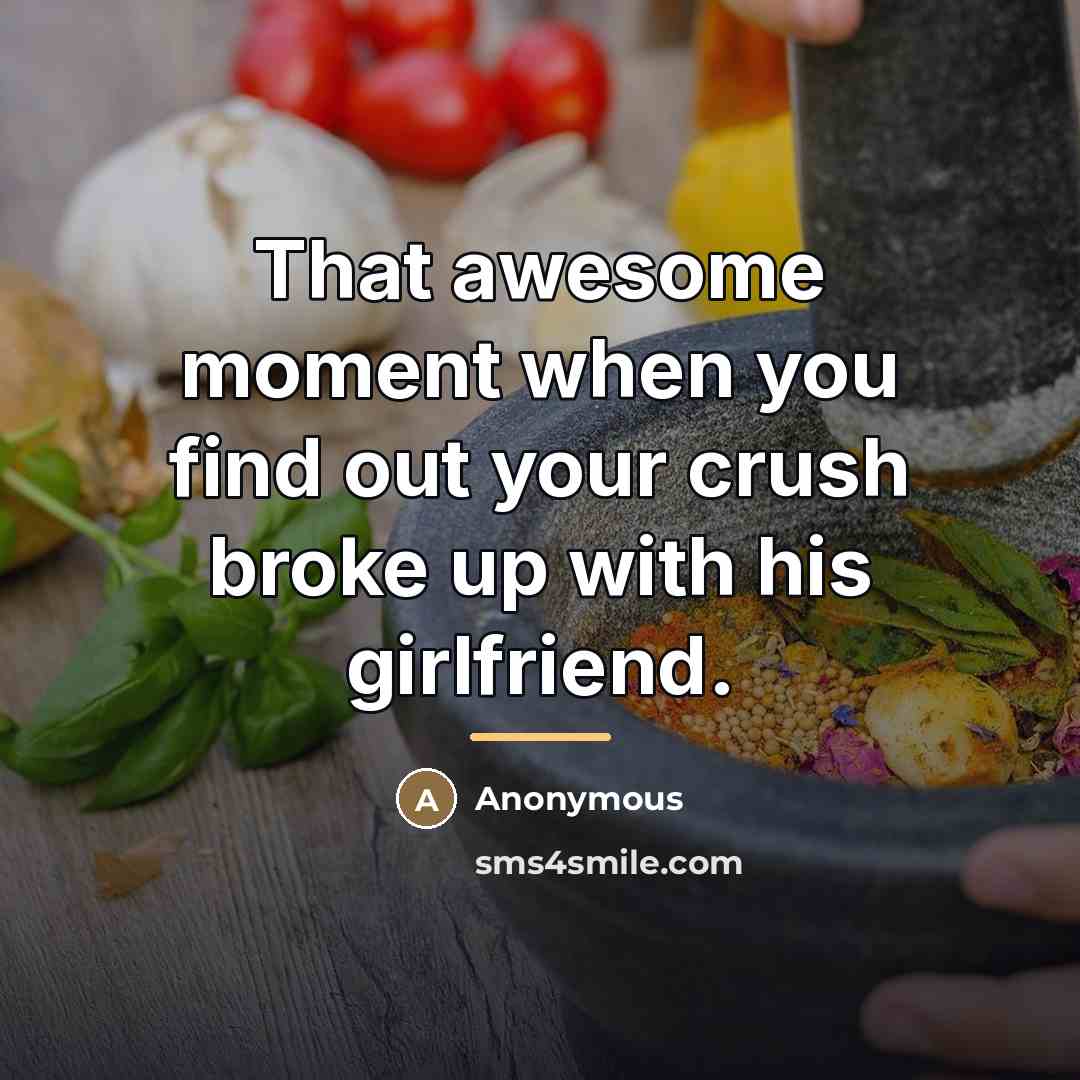 “That awesome moment when you find out your crush broke…” quote by Anonymous