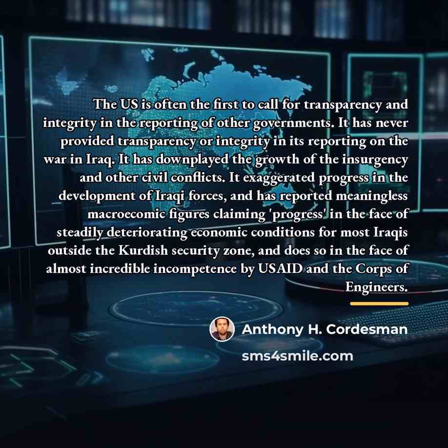 “The US is often the first to call for transparency…” quote by Anthony H. Cordesman