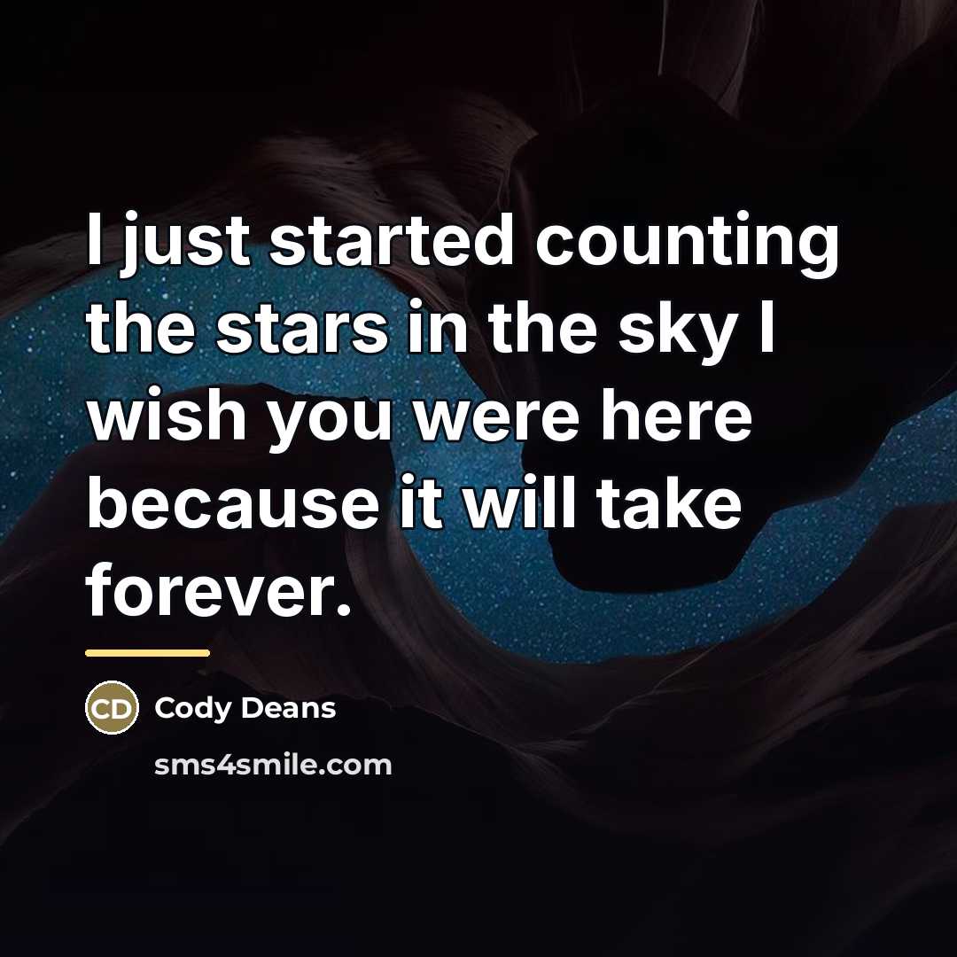 “I just started counting the stars in the sky I…” quote by Cody Deans