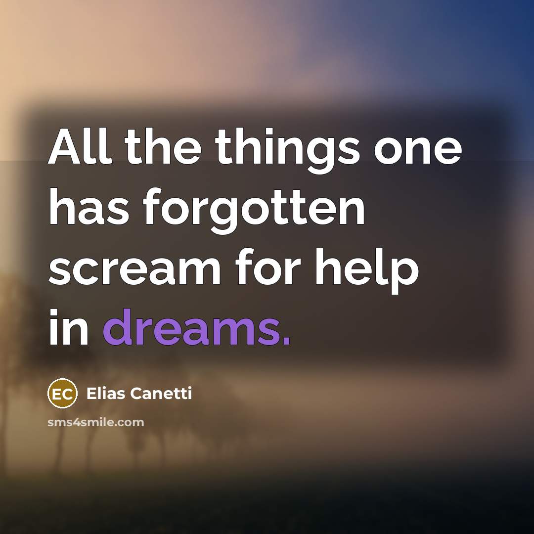 “All the things one has forgotten scream for help in…” quote by Elias Canetti