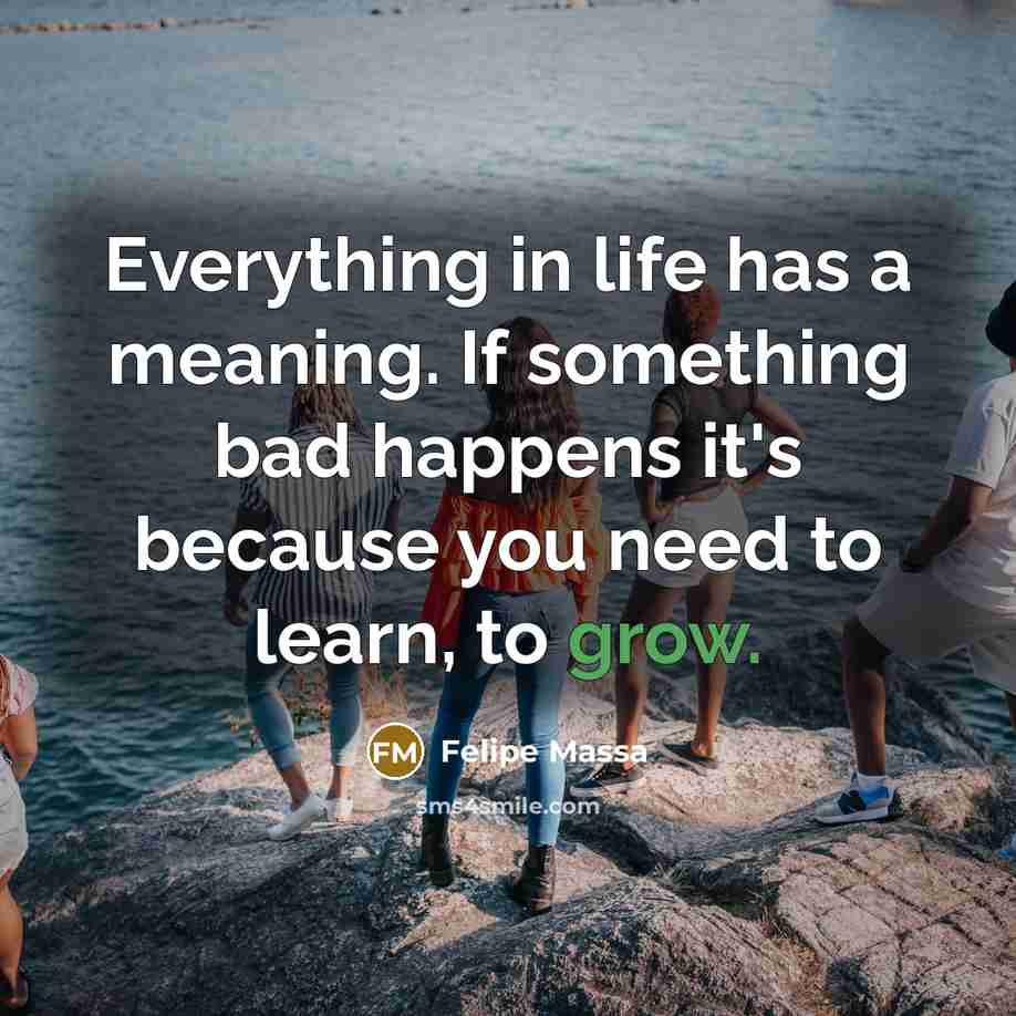 “Everything in life has a meaning. If something bad happens…” quote by Felipe Massa