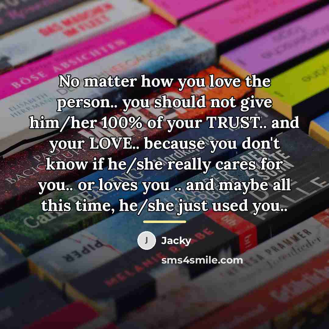 “No matter how you love the person.. you should not…” quote by Jacky
