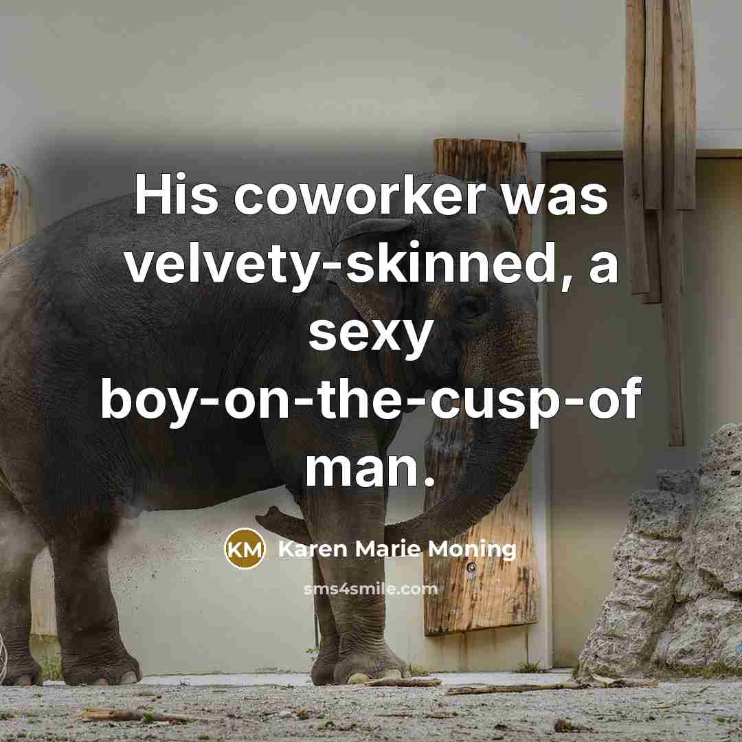 “His coworker was velvety-skinned, a sexy boy-on-the-cusp-of man.…” quote by Karen Marie Moning