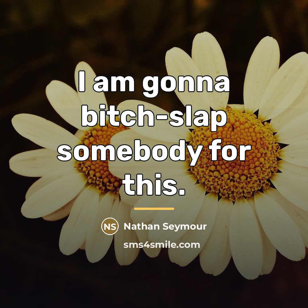“I am gonna bitch-slap somebody for this.…” quote by Nathan Seymour