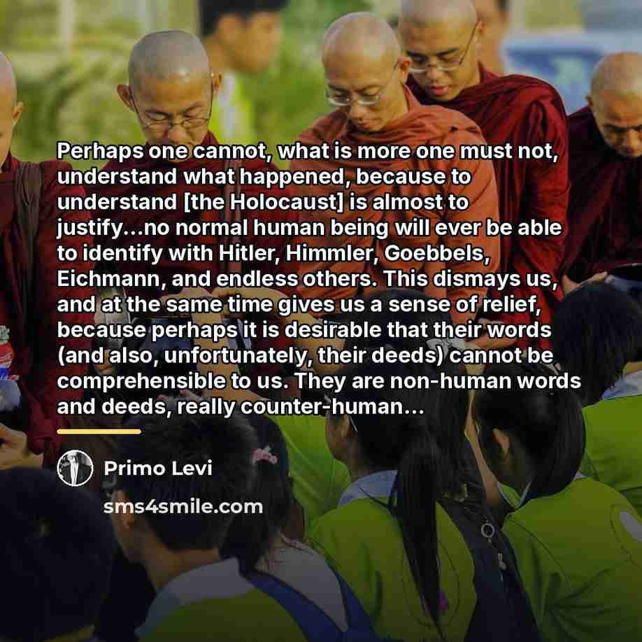 “Perhaps one cannot, what is more one must not, understand…” quote by Primo Levi