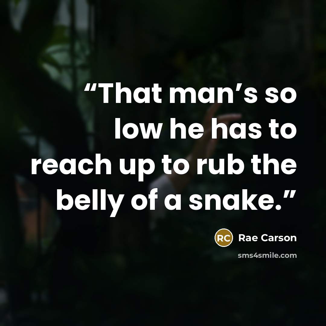 “That man’s so low he has to reach up to rub the belly of a snake.” quote by Rae Carson