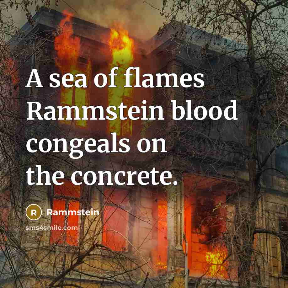 “A sea of flames Rammstein blood congeals on the concrete.” quote by Rammstein
