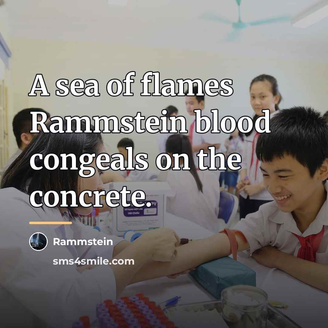 “A sea of flames Rammstein blood congeals on the concrete.…” quote by Rammstein