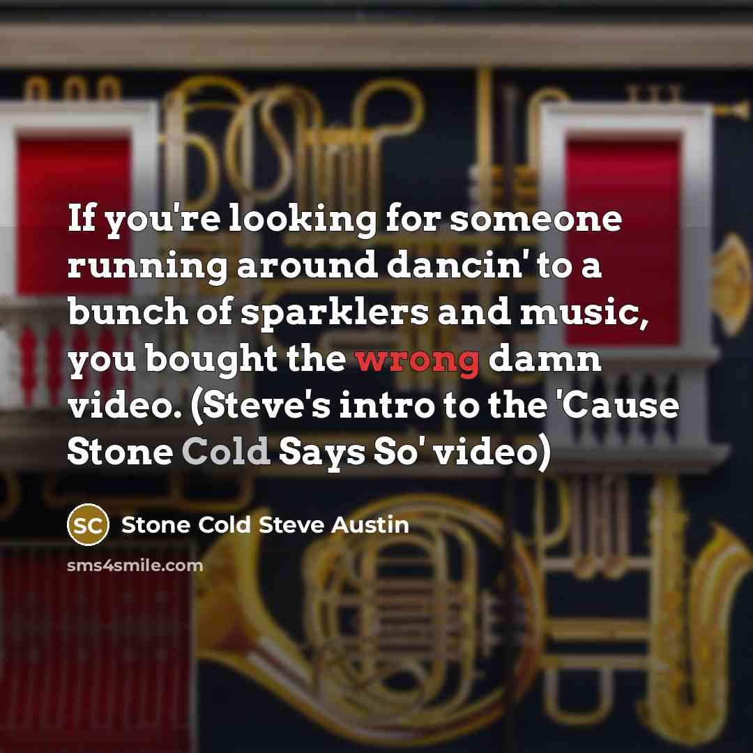 “If you're looking for someone running around dancin' to a…” quote by Stone Cold Steve Austin