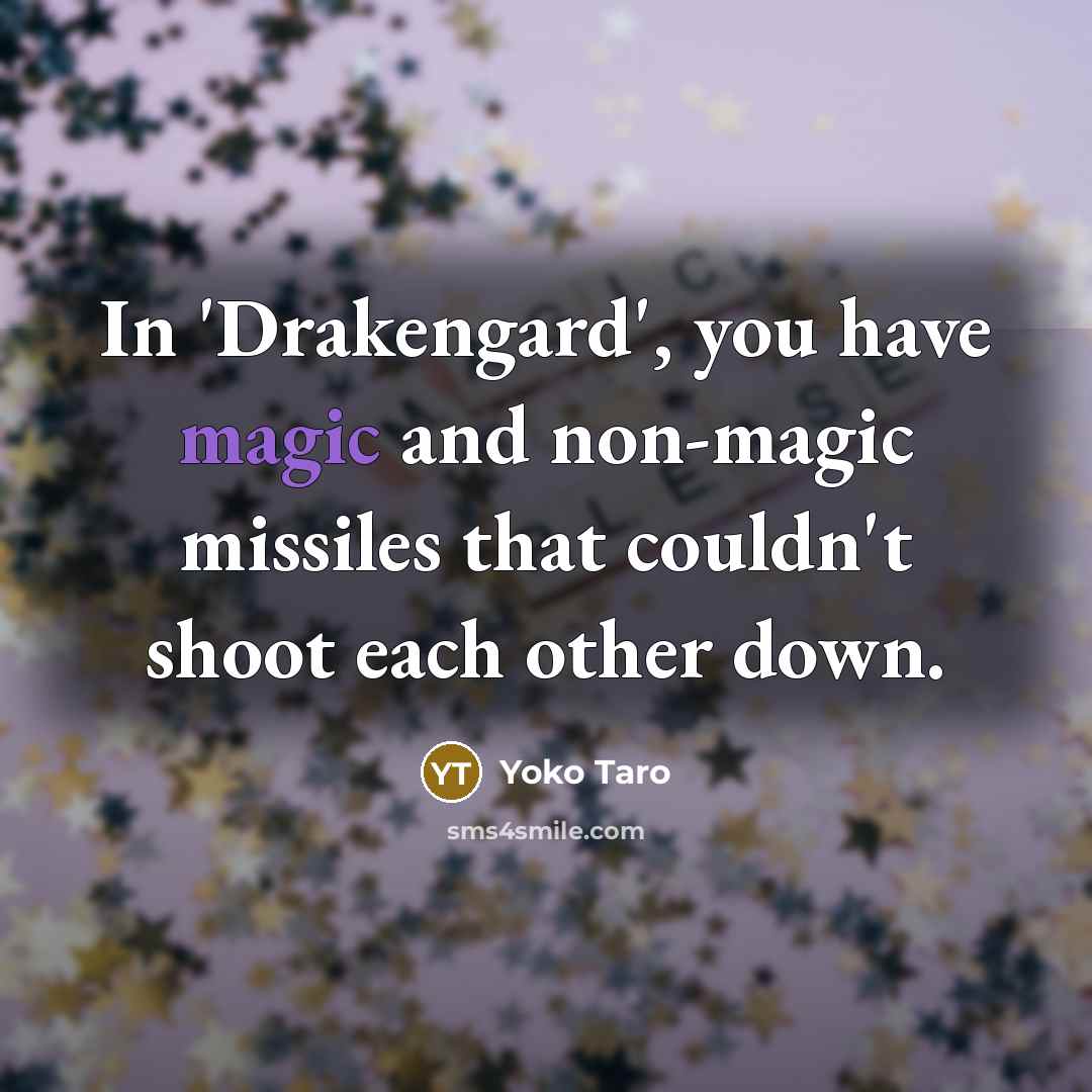 “In 'Drakengard', you have magic and non-magic missiles that couldn't…” quote by Yoko Taro