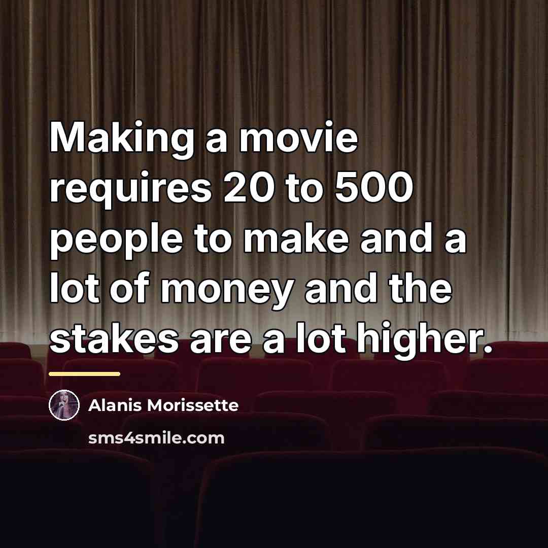 “Making a movie requires 20 to 500 people to make…” quote by Alanis Morissette