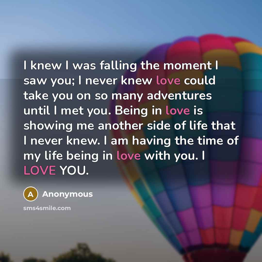 “I knew I was falling the moment I saw you;…” quote by Anonymous