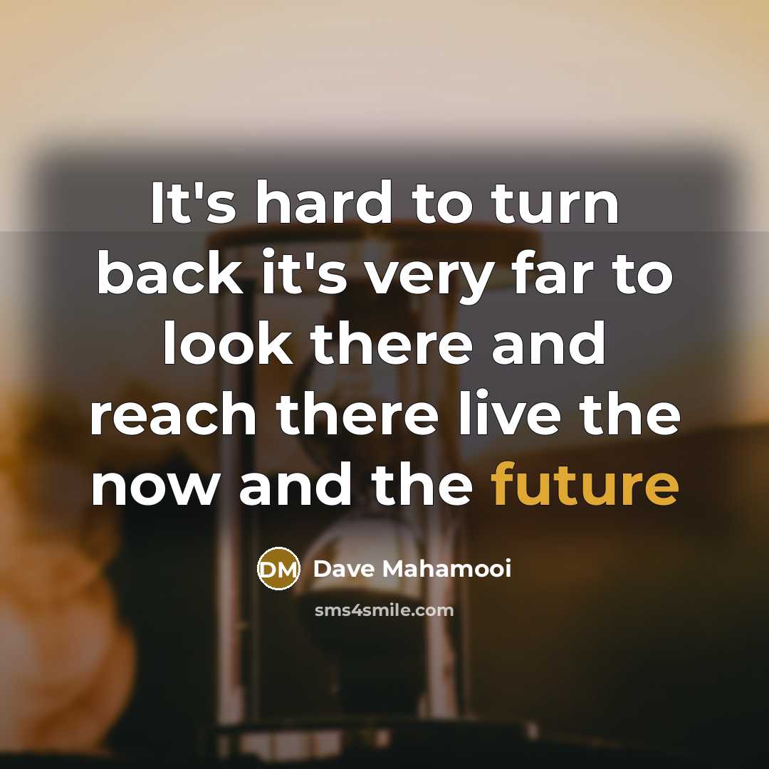 “It's hard to turn back it's very far to look there and reach there live the now and the future” quote by Dave Mahamooi
