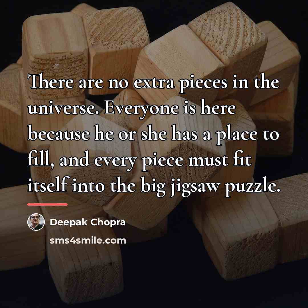 “There are no extra pieces in the universe. Everyone is…” quote by Deepak Chopra