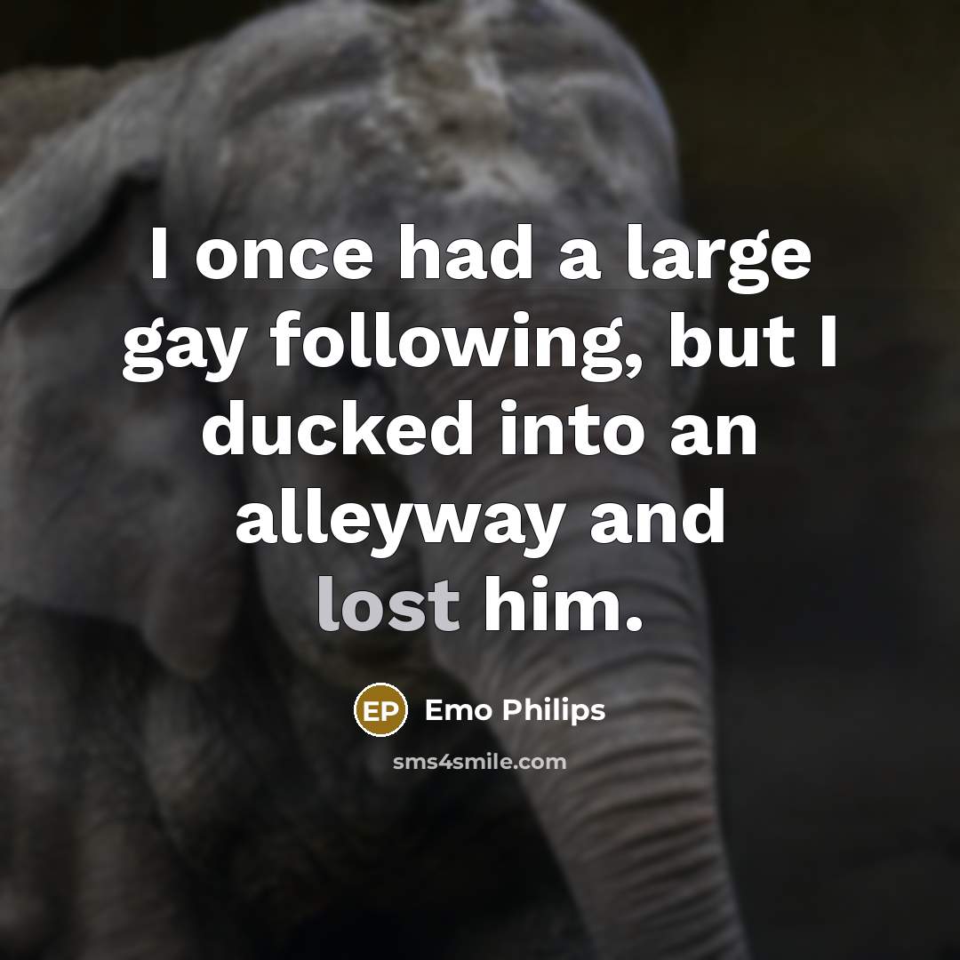 “I once had a large gay following, but I ducked…” quote by Emo Philips