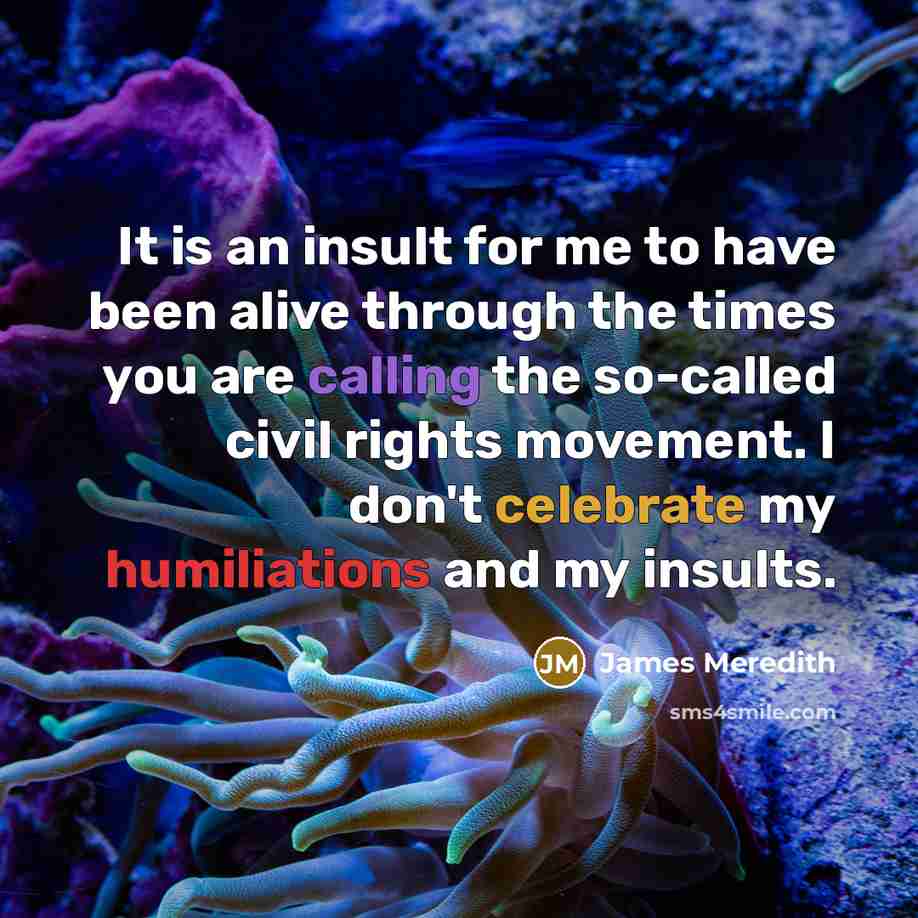 “It is an insult for me to have been alive…” quote by James Meredith