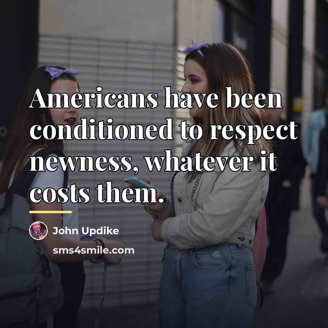 “Americans have been conditioned to respect newness, whatever it costs…” quote by John Updike