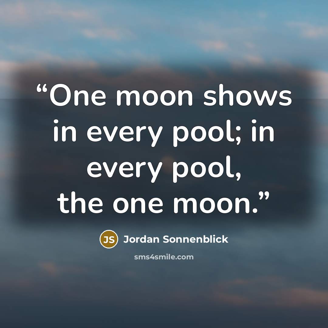 “One moon shows in every pool; in every pool, the one moon.” quote by Jordan Sonnenblick