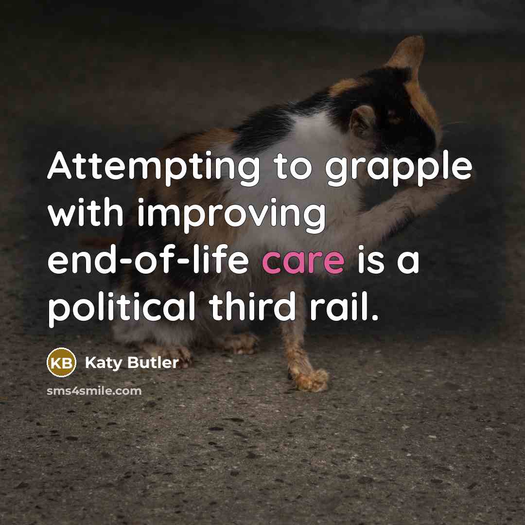 “Attempting to grapple with improving end-of-life care is a political…” quote by Katy Butler