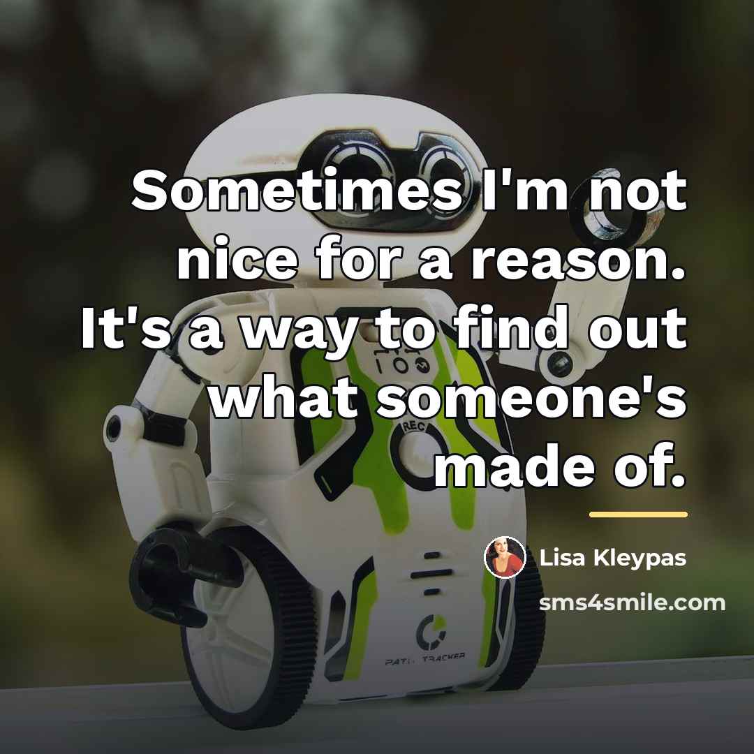 “Sometimes I'm not nice for a reason. It's a way…” quote by Lisa Kleypas